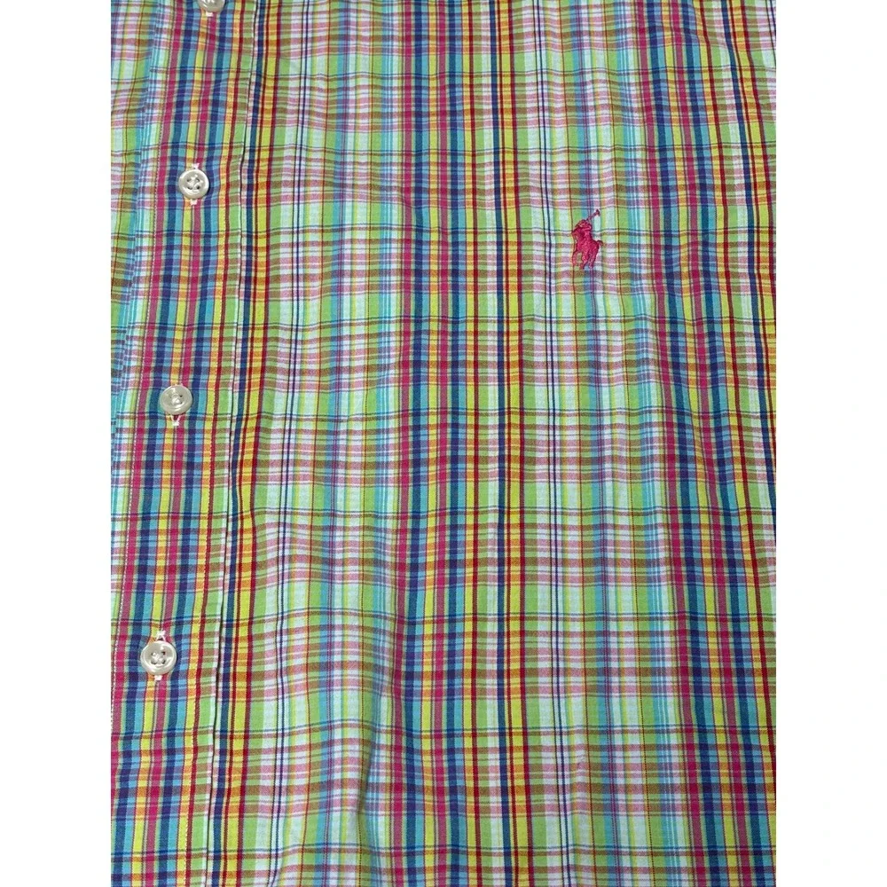 Ralph Lauren Mens 3XLT Plaid Short Sleeve Button Down Shirt Classic Fit Multi